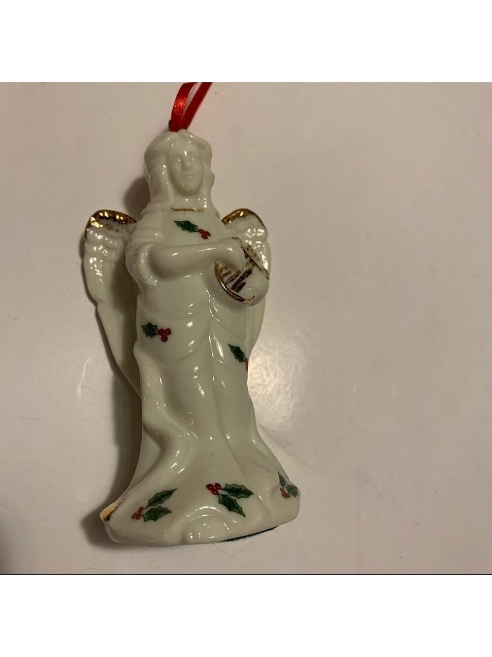 Vintage musical angel ornament ivory and gold - Picture 6 of 9